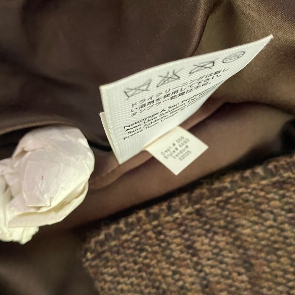 Eddie Bauer Brown Wool Alpaca Mohair Plaid Tweed Belted Button Front Jacket M - Picture 5 of 10